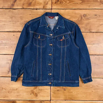 Buy Vintage Lee Denim Jacket XL USA Made 80s Dark Wash Trucker Jean Womens Blue • 35.99£