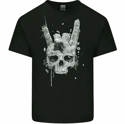 Buy Rock Skull T-Shirt Rock N Roll Music Salute Punk Electric Guitar Heavy Metal Tee • 12.49£