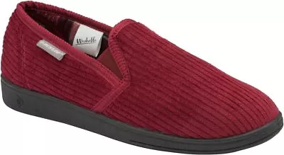 Buy Dunlop Mens Slippers Corduroy Twin Gusset Slip On Hard Rubber Sole Sizes 7-12 • 19.99£