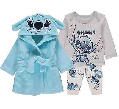 Buy Disney Baby Boys Lilo & Stitch Dressing Gown And Pyjamas 3 Piece Set BNWT • 19.99£