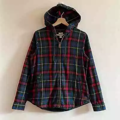 Buy L.L.Bean Plaid Flannel Zip Up Hoodie Gorpcore Grunge Outdoorsy - Size XS • 24.13£