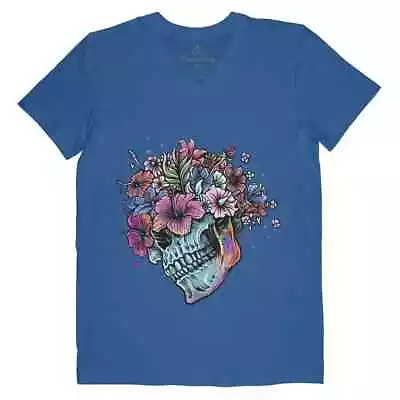 Buy Flowers Skull T-Shirt Nature Art Orchids Color Hipster Floral Goth Religion P017 • 13.99£