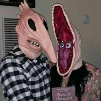 Buy Adults Beetlejuice Barbara And Adam Monster Mask Couple Halloween Funny Clothes • 21.29£