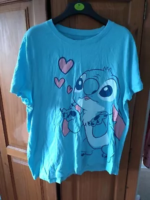 Buy Primark Disney Stitch Light Blue T Shirt Size L 14-16 • 0.99£