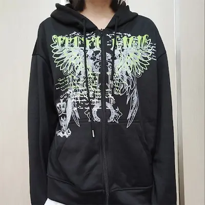 Buy Y2k Emo Women Streetwear Hoodie Gothic Punk Zip Up Hoodies Graphic Kiwaii • 26.84£
