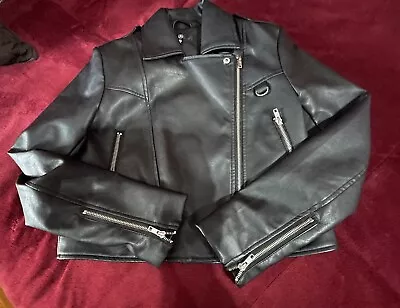 Buy Misguided Faux Leather Bomber Jacket Size 4 • 8£