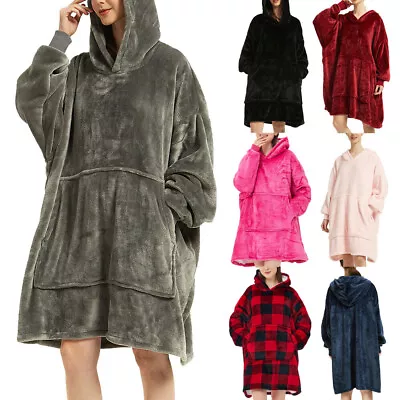 Buy Fleece Hoodie Blanket Oversized Ultra Plush Sherpa Wearable Hooded Sweatshirt UK • 8.99£