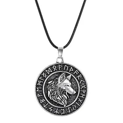 Buy Vintage Silver Norse Viking Runes Wolf Head Pendant Necklace Amulet Jewelry Gift • 4.44£