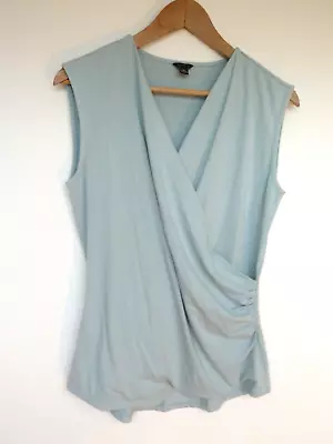 Buy ANN TAYLOR Pastel Blue FITTED Faux Wrap Top Size M Size 10 12 Approx • 12.99£