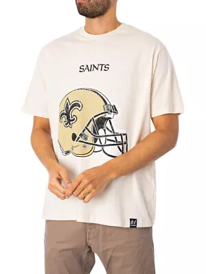 Buy Recovered Men NFL T-shirt Saints Helmet Cotton Short Sleeve Crew Neck Tee, XL • 8.99£
