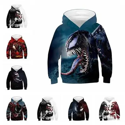 Buy Boys Girls Kids 3D Venom Print Hoodie Pullover Sweatshirt Hoodies Age 5-13 Years • 16.38£