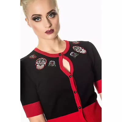 Buy Banned Apparel Red Rose Candy Skulls Cardigan Tattoo Alternative Womens Clothing • 25.58£