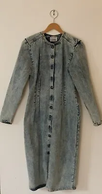 Buy Vintage Denim Trench Coat, 80s Denim Jacket, Acid Wash Denim Jacket, Goth Denim • 122.19£