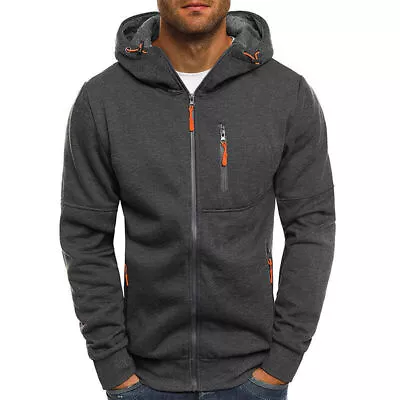 Buy Mens Hoodie Fleece Warm Hooded Jacket Coat Sport Sweatshirt Winter Zip Up Jumper • 21.39£