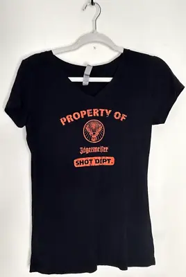 Buy Jägermeister Women's Form Fitted V-Neck Graphic T-Shirt SIZE Large Black Orange • 8.11£