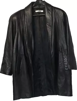Buy Vintage Black Butter Soft Leather Matrix Style Coat Open Front By The Limited XL • 93.55£