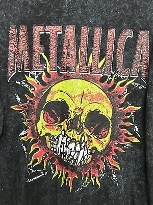 Buy Metallica- Flaming Skull- Long Sleeve Graphic Stone Wash Shirt- Women’s XL • 9.50£