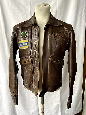 Buy Vintage 1950s Biker Leather Jacket Motorcycle Brown Bomber Flight Casual Rocker • 250£