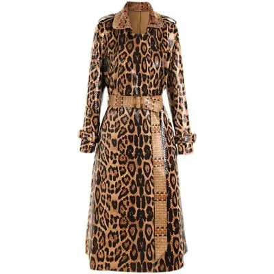 Buy New Women's Snake Skin Leopard Pattern Long Windbreaker Long Coat  Overcoat • 92.39£