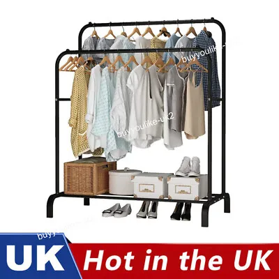 Buy Clothes Rail Two Tier Heavy Duty Garment Hanging Rack Portable Display Stand • 17.90£