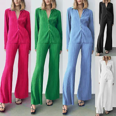 Buy Suit Shirt Long Sleeve Lapel Cardigan Trousers Advancedtexture Pajamas Two-Piece • 17.11£