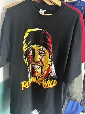 Buy Hulk Hogan “RUNNING WILD” Wwe Wrestling Shirt. 2XL Cotton Vintage Tee • 39.99£