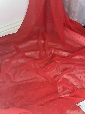 Buy 1 Mtr Red Dot Dobby Chiffon Dress Fabric...45” Wide (114cm) • 5.75£