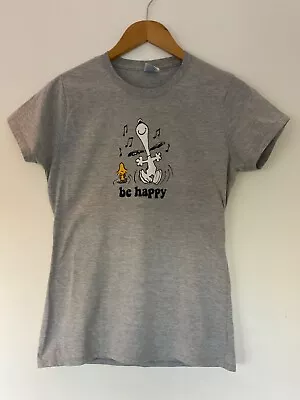 Buy BNWT Women's Grey Snoopy And Woodstock Be Happy T-Shirt Size Small • 5£
