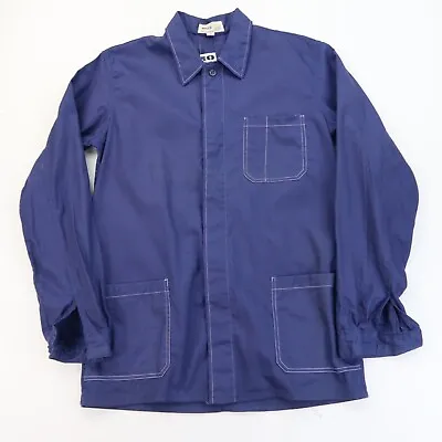 Buy VINTAGE French EU Worker CHORE Work Shirt Jacket Blue SZ  Small (M986) • 24.95£