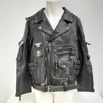 Buy Harley Davidson Men's Biker Jacket Size XXL Black -WRDC • 52.01£