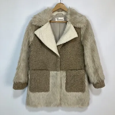 Buy M&S Indigo Teddy Faux Fur Coat Jacket UK 10 Beige Taupe Cream Pockets Lined NWOT • 17.99£