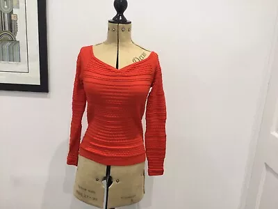 Buy Karen Millen Red Long Sleeve Stretch Bardot Top Size M Fits 12 - 14 Pristine • 15£