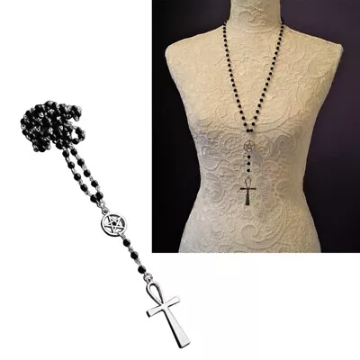 Buy Egirl Jewelry Cool Black Beads Star Pendant Necklace Fashion Choker • 7.51£