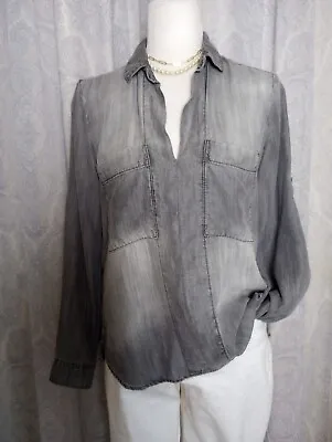 Buy Cloth & Stone Tencel Ombre Gray Popover Denim Style Top Size Small • 16.06£