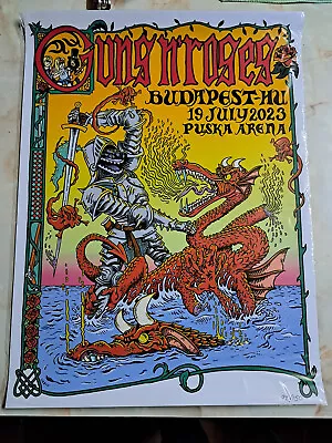Buy Guns N' Roses Lithograph Poster Budapest, Hungary 2023, Official Merch • 173.25£