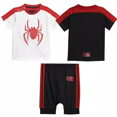 Buy Adidas Kids Marvel Spider-Man Boys Summer Shorts T-Shirt Set DV0833 • 15.99£