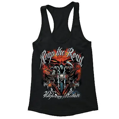 Buy Reap Road Highway Racerback Skull Biker American Motorcycle Ghost Rider Devil • 21.71£
