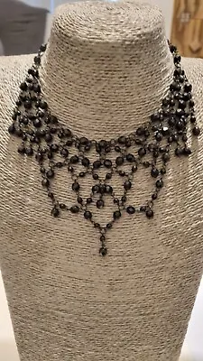 Buy Fashion Jewellery Choker Gothic Style Black Tone Glass Beads • 12£