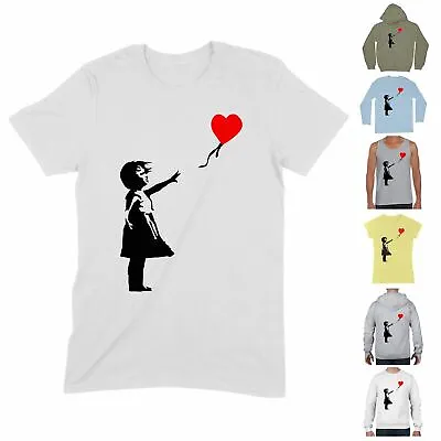 Buy Banksy Girl With Heart Shape Balloon T Shirt - Graffiti Urban Hipster • 21.95£