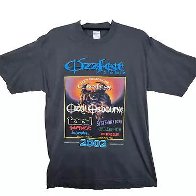 Buy Jerzees Ozzfest 2002 Tshirt Black Size M Ozzy Osbourne Vintage Festival Merch • 74.96£
