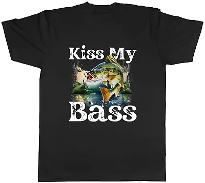 Buy Kiss My Bass Mens T-Shirt Funny Fishing Fisherman Tee Gift • 8.99£