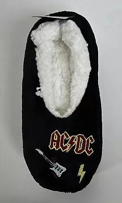 Buy AC/DC Fuzzy Babba Black Slipper Socks Size M/L Shoe Size 7.5-9 NWT • 9.50£