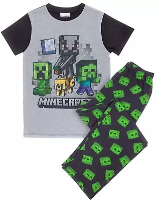 Buy Minecraft Black Short Sleeve Long Leg Pyjama Set (Boys) • 16.99£