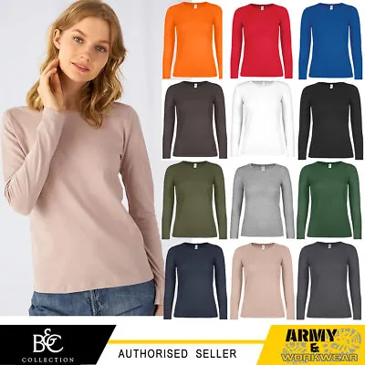 Buy Ladies Long Sleeve Womens T-Shirt Soft Cotton Plain Ringspun Top B&C XS-3XL • 8.95£
