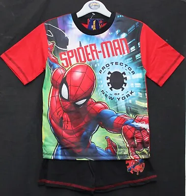 Buy SPIDER-MAN Boy's Red & Black Short Pyjamas/ Summer/ Shorty PJs Sizes 4-10 Years • 8.95£