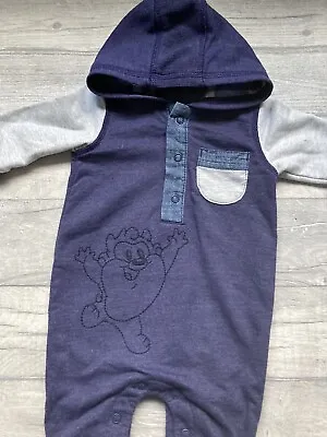Buy Looney Tunes Taz Long Sleeve Hooded Outfit Baby Boys Clothing 0-3 Months • 4.20£