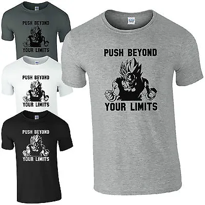 Buy Push Beyond Your Limits T-Shirt - Dragon Z Anime Gym Game Inspired Gift Mens Top • 10.62£