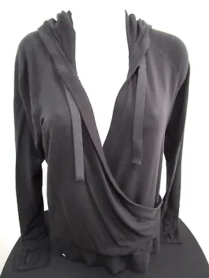 Buy Athleta Black Faux Wrap Draped Front Pullover Lng Slv Athliesure Hoodie Women M • 16.86£
