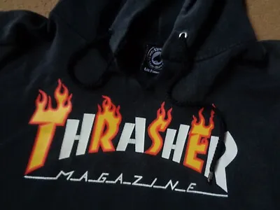 Buy Thrasher Skateboard Magazine Fire Flame Hoodie - Skated In Hard - Distressed !## • 25.99£
