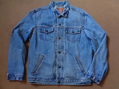 Buy Vintage Distressed Levis Denim Jacket - Large Blue Orange Tab (1 Day Auction) • 19.99£